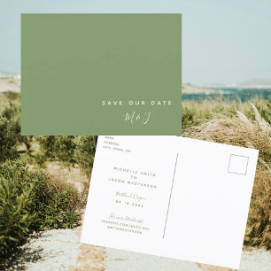 Cartão postal de Save the Date de casamento verde 