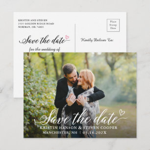 Cartão Postal de Save The Date de Foto com Letra B