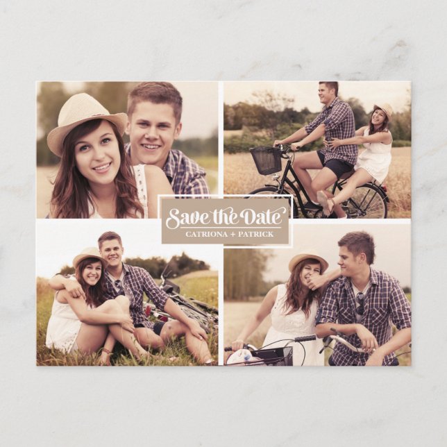 Cartão Postal de Save the Date de Moldura de Quatr (Frente)