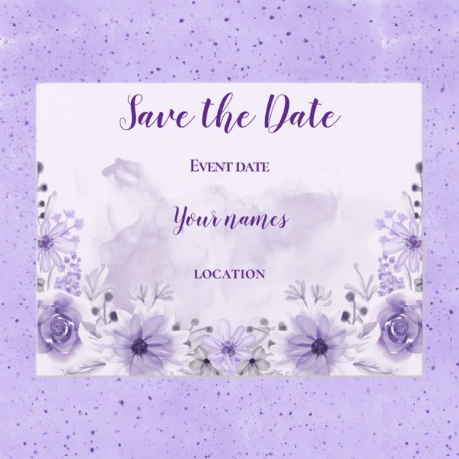 Cartão postal de save the date floral roxo (Criador carregado)