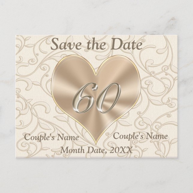 Cartão Postal de Save the Date Personalizado 60º A (Frente)