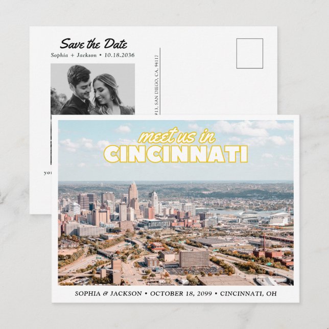 Cartão Postal de Save the Date Retro de Casamento  (Frente/Verso)