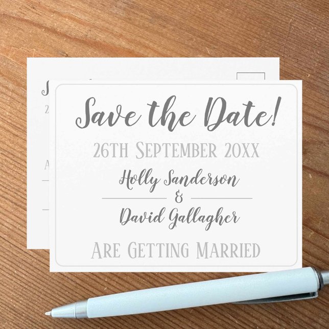 Cartão postal de Save the Date simples em cinza pr (Criador carregado)