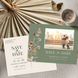 Cartão Postal de Save The Date Verde com Foto