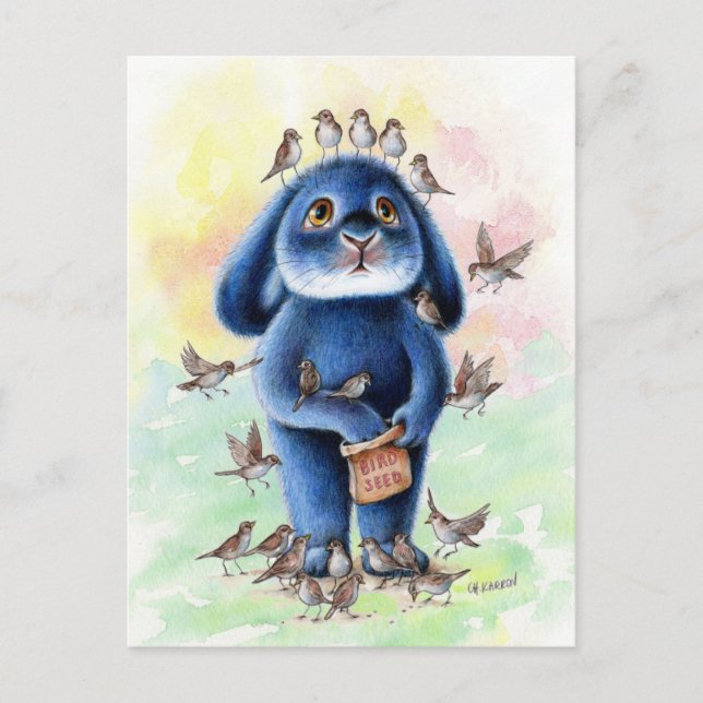 Cartão Postal de Sementes para Pássaros Benny Blue (Frente)