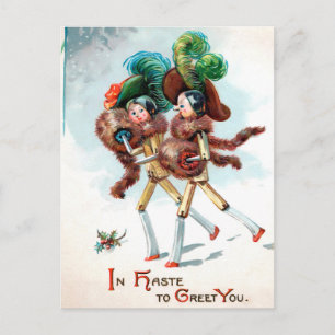 Cartão postal de senhoras de boneca de madeira vit