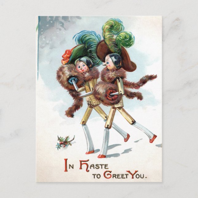 Cartão postal de senhoras de boneca de madeira vit (Frente)