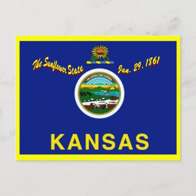Cartão postal de Sinalizador Kansas (Frente)