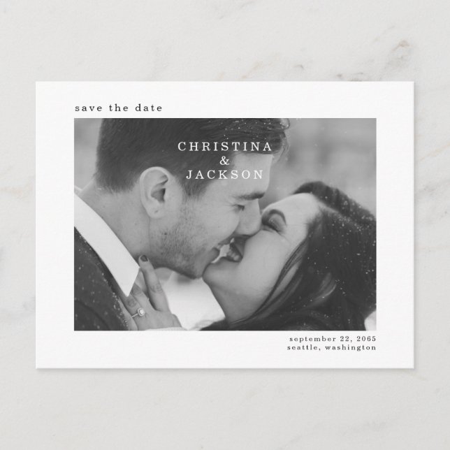 Cartão postal de site de casamento com foto preto  (Frente)