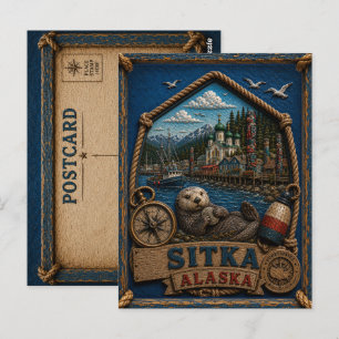 Cartão Postal de Sitka Alasca Viagem Vintage