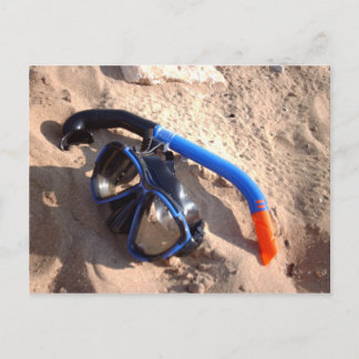 Cartão postal de snorkel e óculos de praia