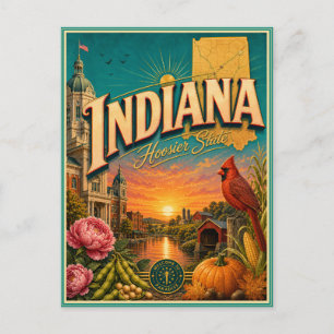 Cartão Postal de Souvenir de Viagem Retro de Illin