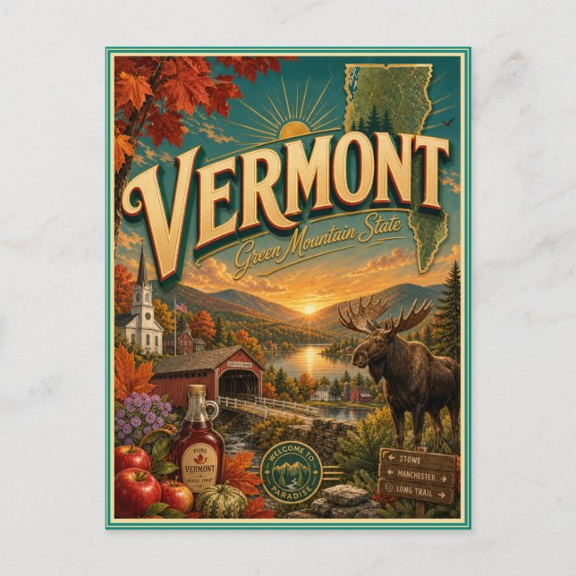 Cartão Postal de Souvenir de Viagem Retro de Vermo (Frente)