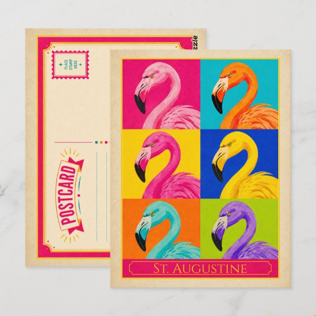 Cartão Postal de St. Augustine Flórida Flamingo Vi (Frente/Verso)