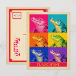 Cartão Postal de St. Augustine Flórida Jacaré Vint