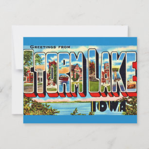 Cartão postal de Storm Lake Iowa retrô