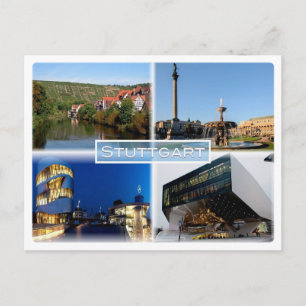 Cartão Postal DE Stuttgart - Rio Neckar - Schlossplatz -