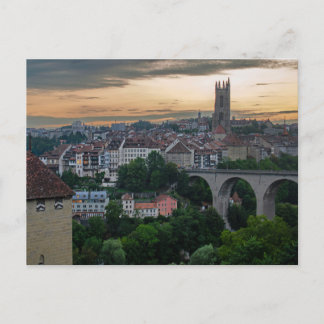 Cartão postal de Suiça sunset Fribourg