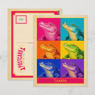 Cartão Postal de Tampa Flórida Jacaré Arte Pop Vin