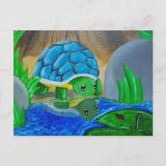 Cartão postal de tartaruga no lago