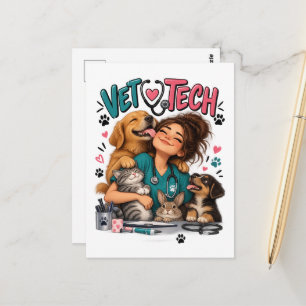 Cartão postal de técnico veterinário amante de ani