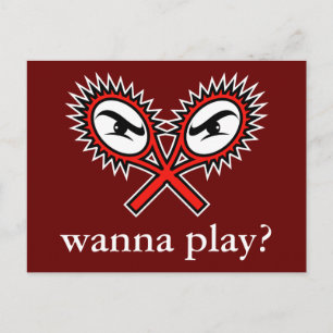 Cartão postal de tênis de atitude - Quer jogar?