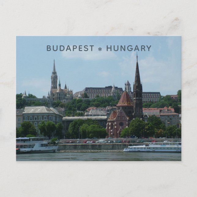 Cartão postal de texto personalizado de Budapeste  (Frente)