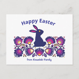 Cartão postal de texto personalizado Roxo Folclore