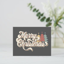 Cartão postal de tipografia de Natal retrô vintage