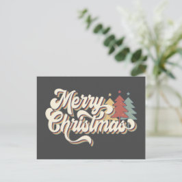 Cartão postal de tipografia de Natal retrô vintage