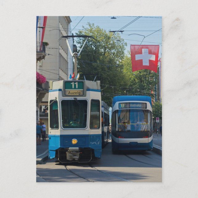 Cartão postal de Trams Suíça (Frente)