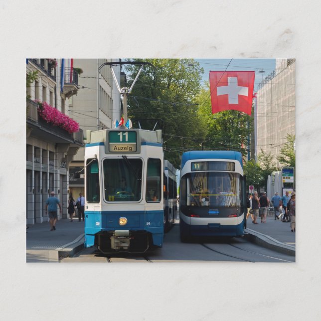 Cartão postal de Trams Zurich (Frente)