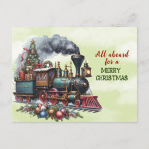 Cartão postal de trem locomotiva de Natal vintage