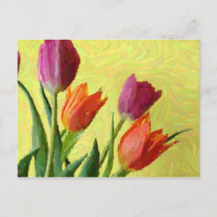 Cartão Postal de Tulipas Impressionistas Antigas
