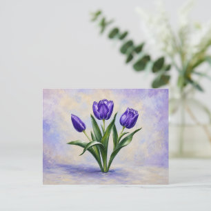 Cartão Postal de Tulipas Roxas