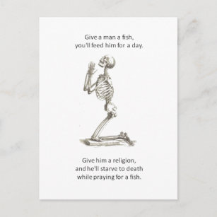 Cartão Postal Dê Um Peixe A Um Homem E Ele Come Para Um Provérbi