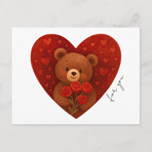 Cartão postal de urso de pelúcia personalizado par