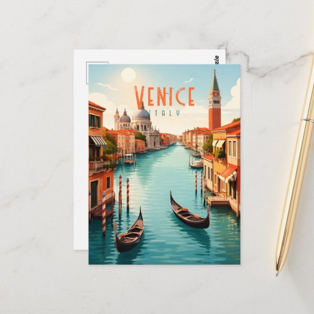 Cartão postal de Veneza Itália (Frente/Verso In Situ)