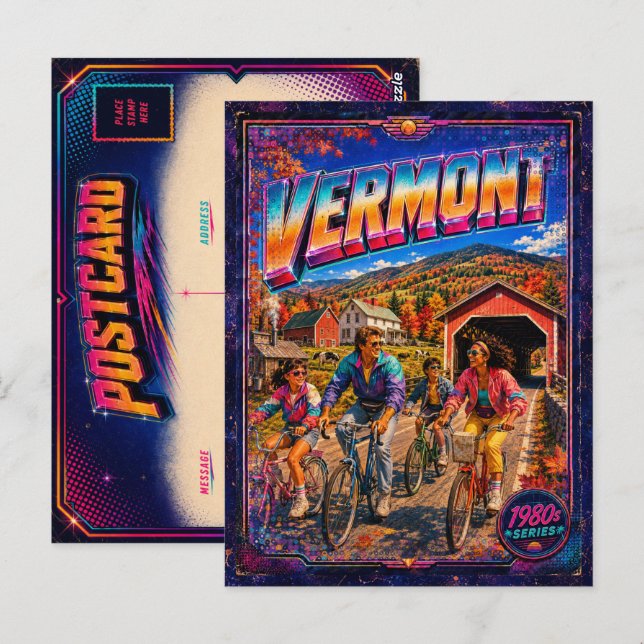 Cartão postal de Vermont dos anos 80 Retro (Frente/Verso)