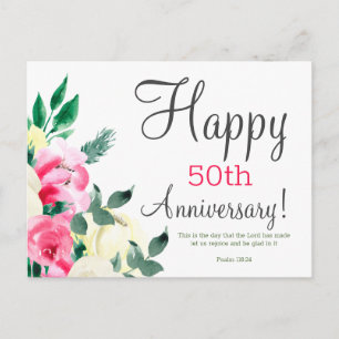 Cartão postal de verso bíblico floral de aniversár