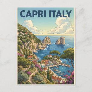 Cartão postal de viagem anime retrô de Capri Itáli