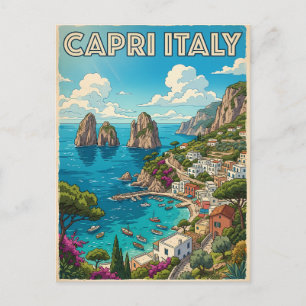 Cartão postal de viagem anime retrô de Capri Itáli