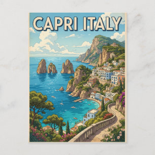 Cartão postal de viagem anime retrô de Capri Itáli