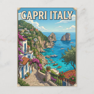 Cartão postal de viagem anime retrô de Capri Itáli