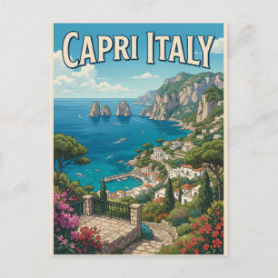 Cartão postal de viagem anime retrô de Capri Itáli