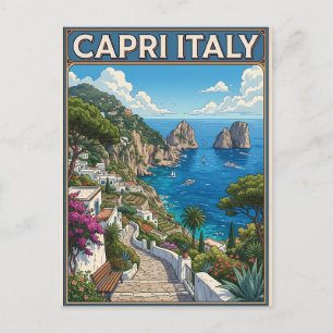 Cartão postal de viagem anime retrô de Capri Itáli