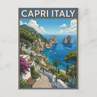 Cartão postal de viagem anime retrô de Capri Itáli