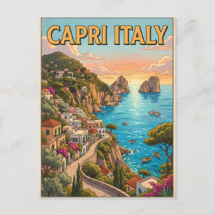 Cartão postal de viagem anime retrô de Capri Itáli
