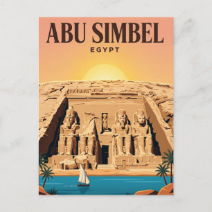 Cartão Postal de Viagem Antigo Abu Simbel, Egito