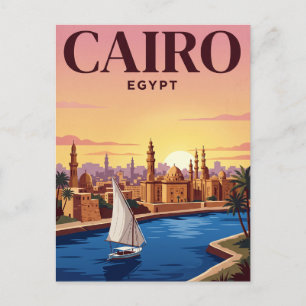 Cartão Postal de Viagem Antigo Cairo, Egito